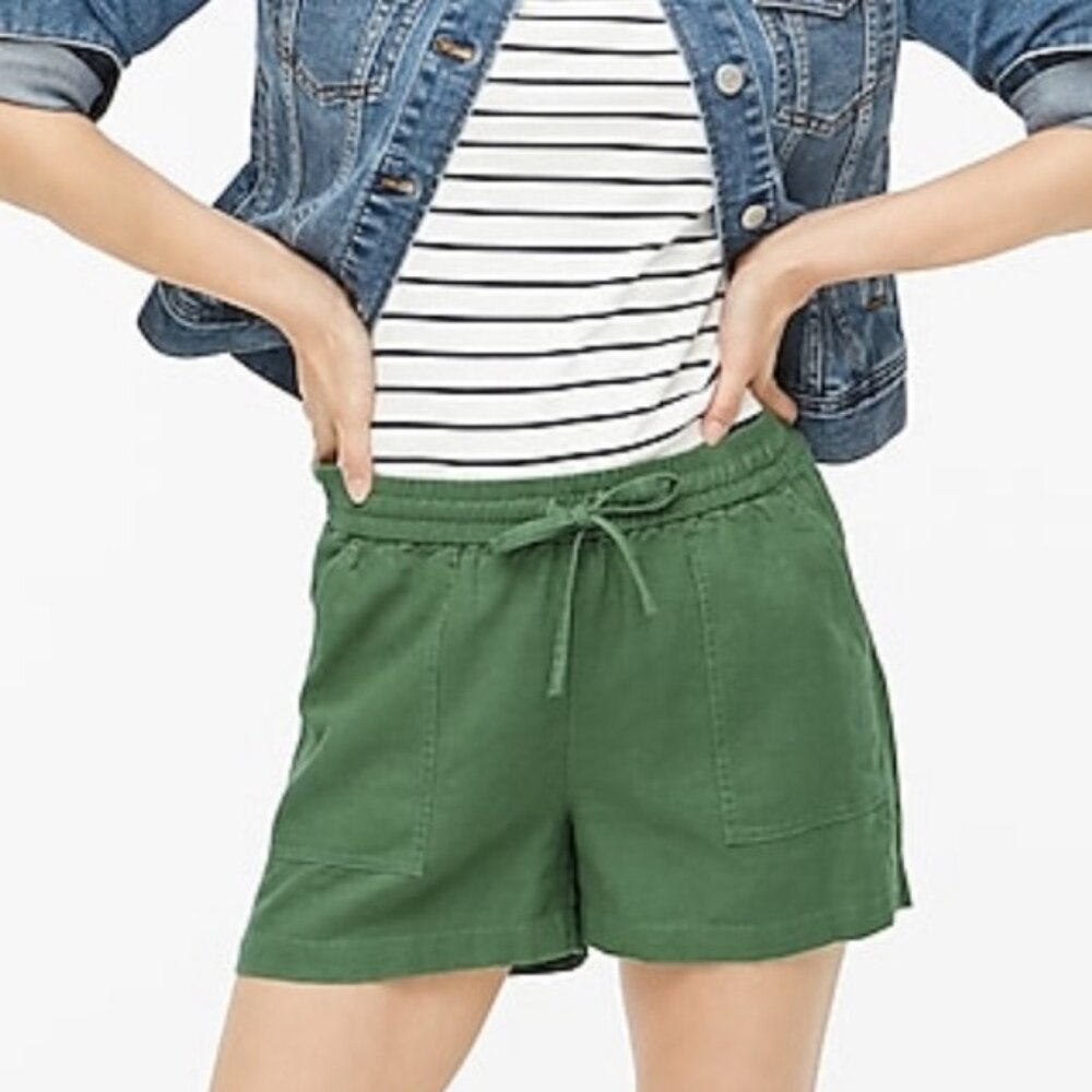 J.Crew Factory Easy Fit Linen Blend Drawstring Short in Green Size Small
